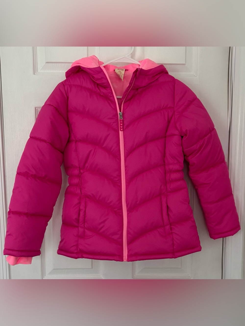 Faded Glory Bright Pink Hooded Puffer Jacket
